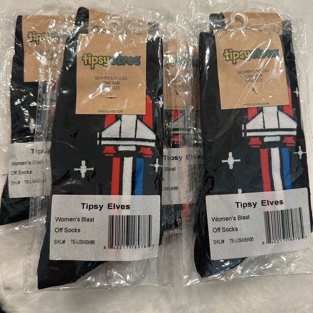 Tipsy elves blast off socks